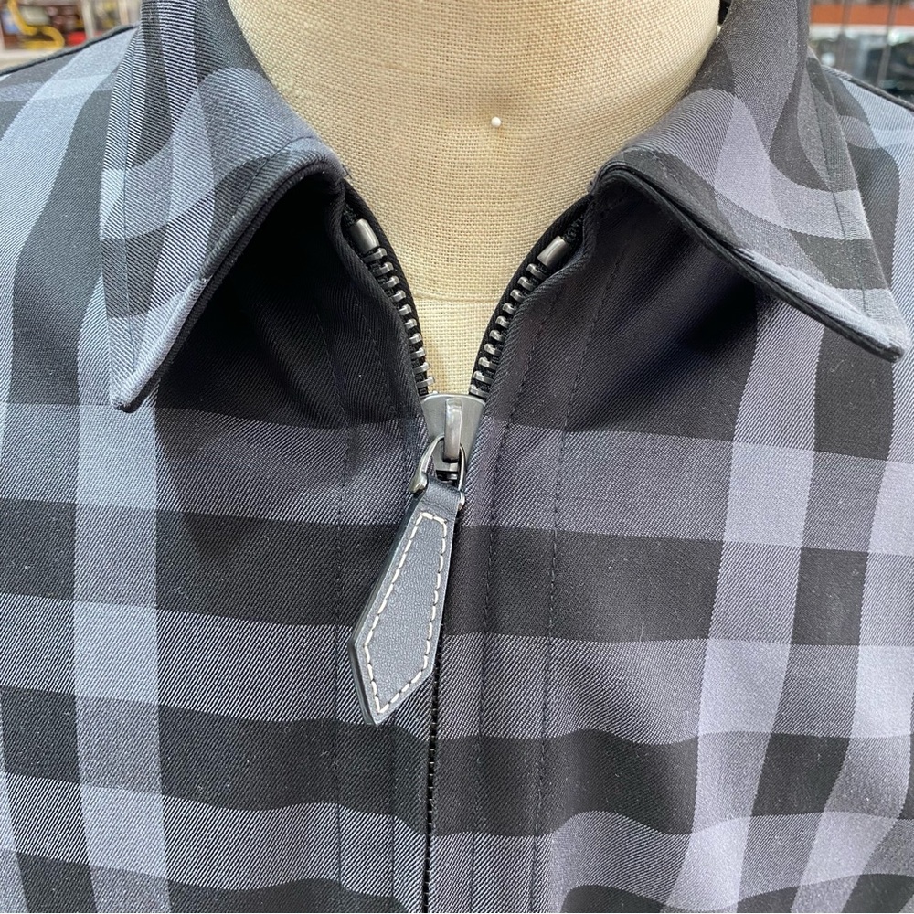 Reversible Check Cotton Burberry Harrington Jacket Black & Gray Men’s Large - Picture 7 of 11